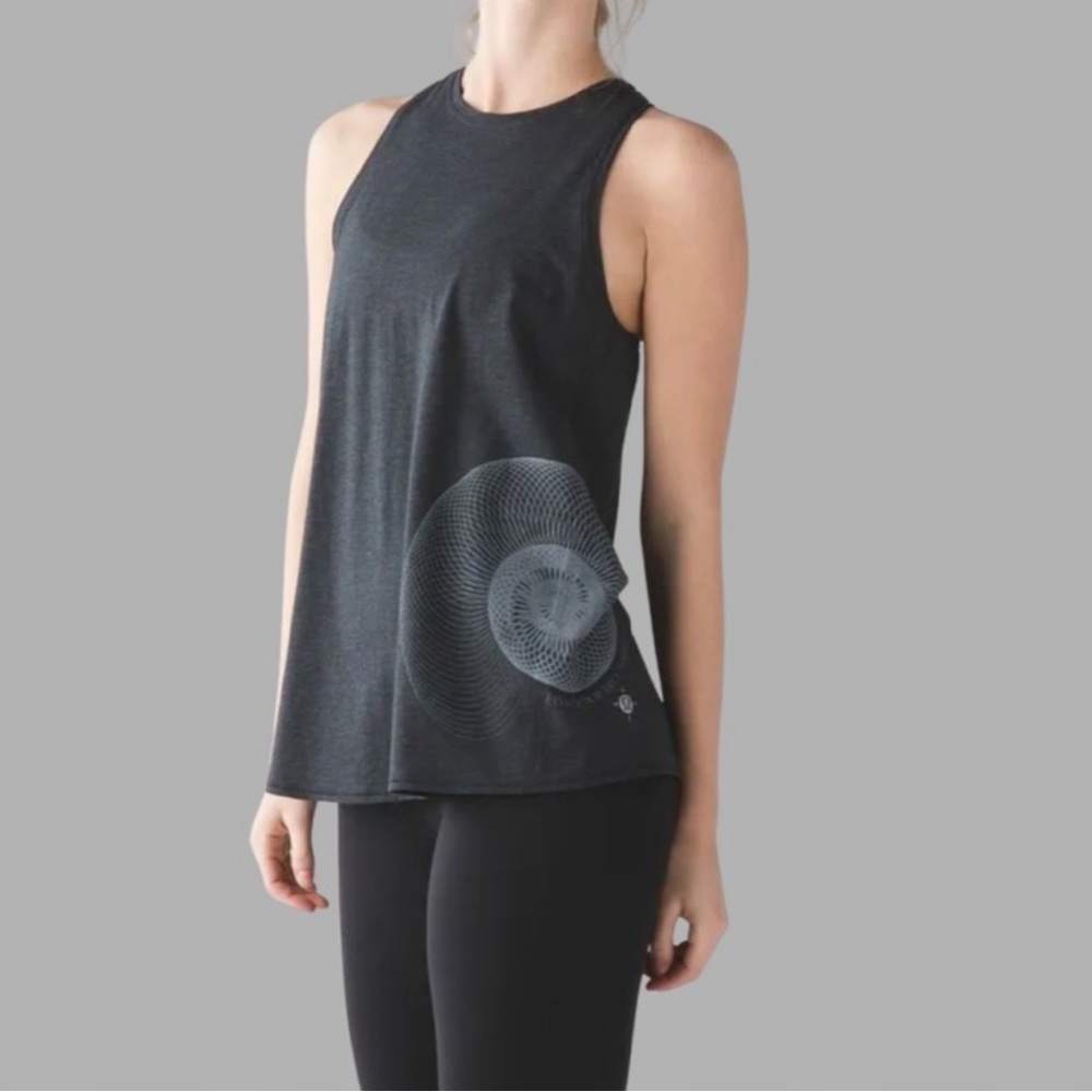 Lululemon Nook Tank Wanderlust Size 8 Heathered Black NWT Grey Yoga Top RARE - Picture 6 of 12